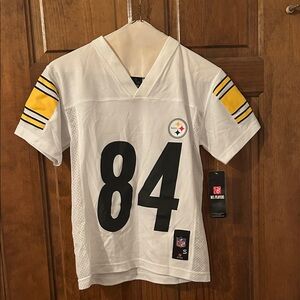 Nike White Kids Jersey with Black Numbers and Yellow Sleeve Stripes